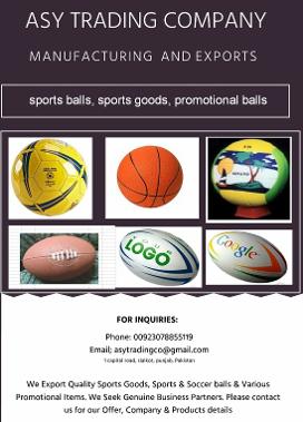 We Manufacture, Export and Supply  Sports Articles & Sports Gear, Inflatable & Sports Balls, Promotional Balls.
